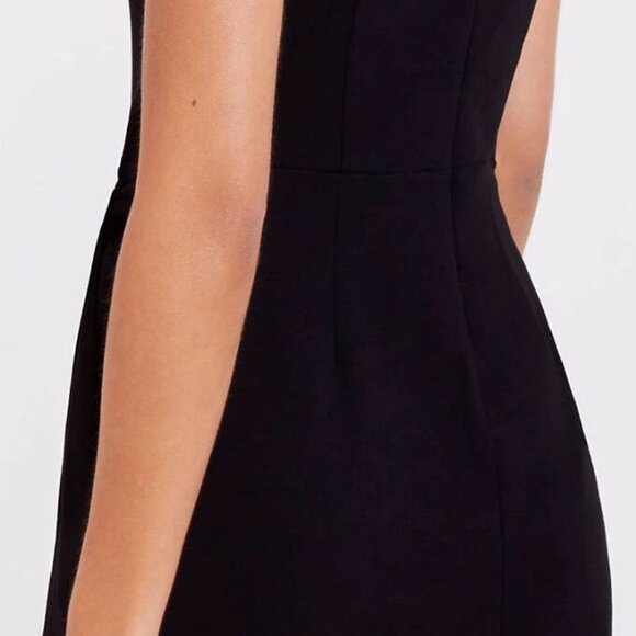 LOFT Black Sleeveless Sheath Dress with Wrap Skirt Detail - size 12P Petite - Picture 6 of 7